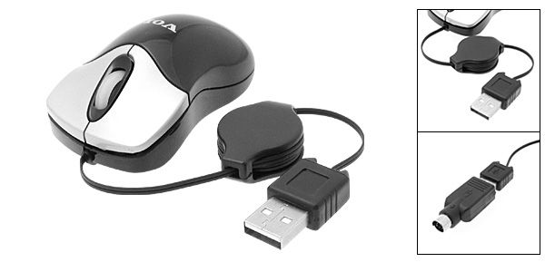 Mini USB Retractable Optical Mouse for Notebook Laptop