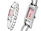 Stainless Steel Back Pink Rectangle Watchcase Bracelet Watch
