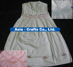 Baby smock dress with hand embroidery