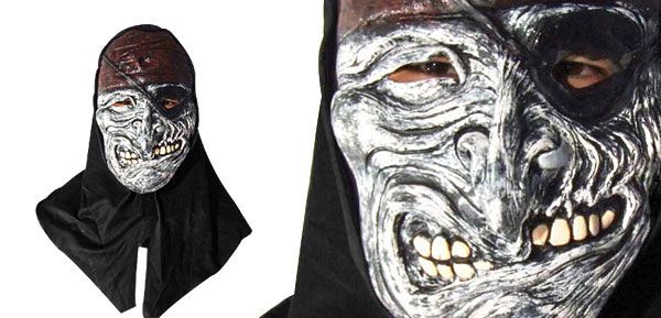 Evil Grin Wrinkled Dead Pirate Rubber Halloween Mask
