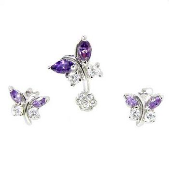 Silver Set with CZ Earring & Pendant