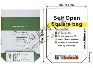 Self-open square bottom bag