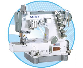 Cylindrical bed interlock sewing machine cavering