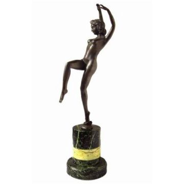 Bronze Woman Dancer Statue with Marble Base