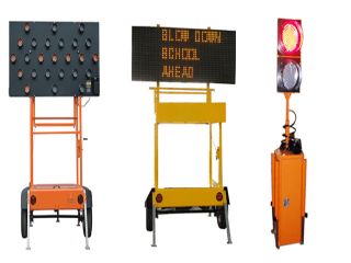 arrow board, message board, traffic lights