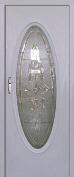 small oval steel glass door
