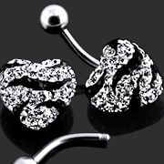 Swarovski, preciosa Crystal stone Heart Belly Ring