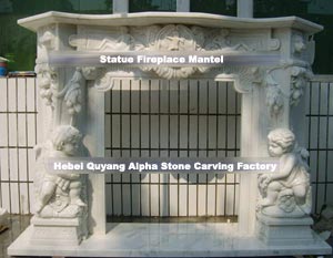 statue fireplace mantel