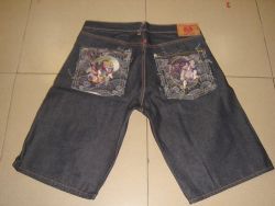 red monkey jean shorts