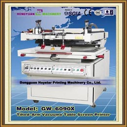 Tilted-arm flat vacuum screen printing machine