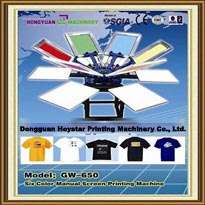 6 Color 6 stations t-shirt manual screen printing machine