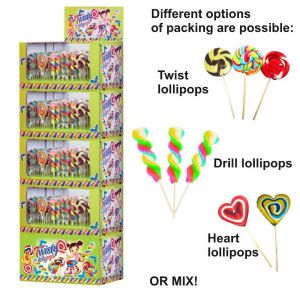 Large DIplay Stand with Hard Candy Lollipops 60g
