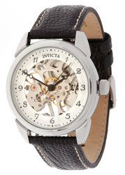invicta silver/black ostrich leather