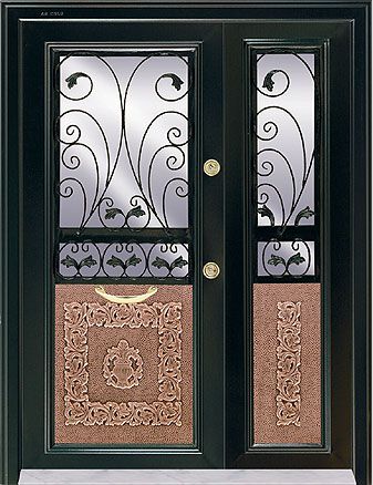 As molu steel and wooden doors