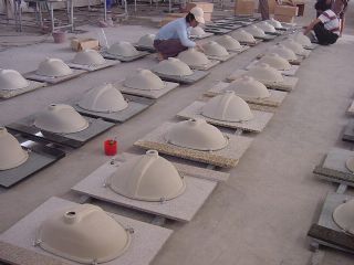 coutertops with basin in granite or marble material