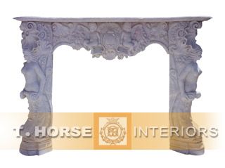 hand-made carved marble fireplace mantel