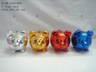 chrome ceramic piggy bank, children gifts