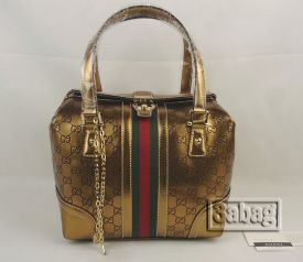 GUCCI gold leather boston bag 146001
