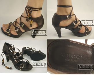 Gucci coffee high heel sandal 177131