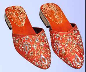 Beaded Leather Slippers